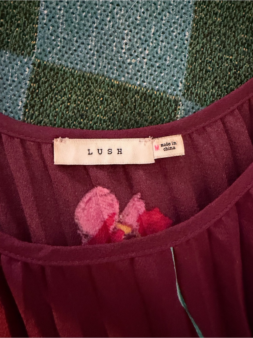 Lush Burgundy Floral Pleated Maxi Dress - Picture 2 of 2